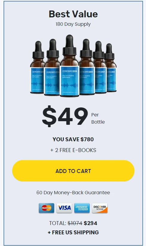 Cerebrozen 6 $49/bottle